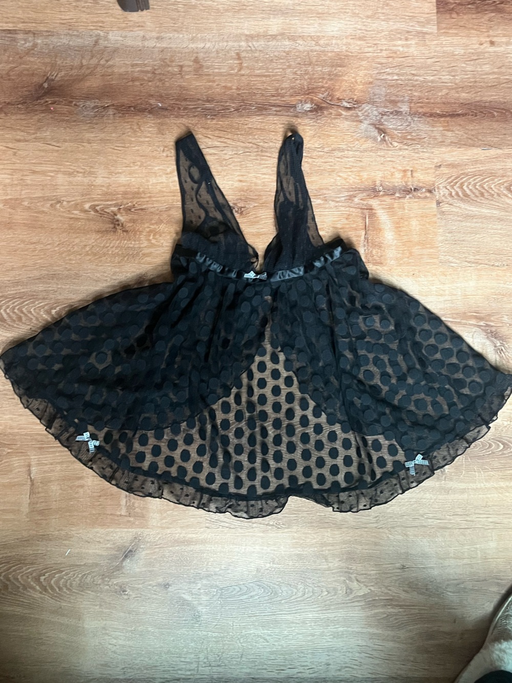 Victoria's Secret Babydoll Black Lace Polka Do lingerie